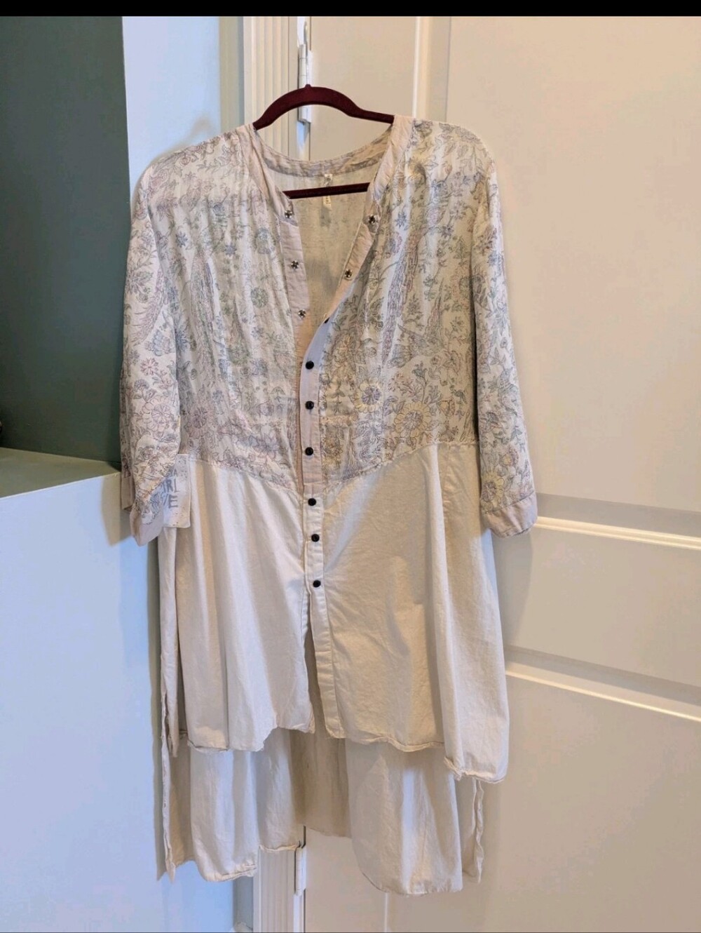Magnolia Pearl Sybeal Cotton Chemise Dress Distressed Hi Lo Tunic Top - NWT - OS - Picture 3 of 8